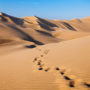 Huellas de pasos en el desierto