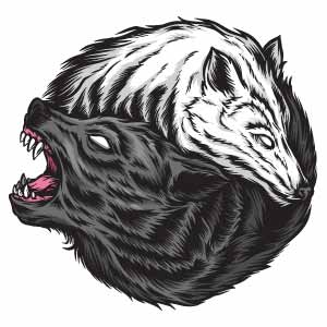 lobos símbolo yin yang para tatuaje